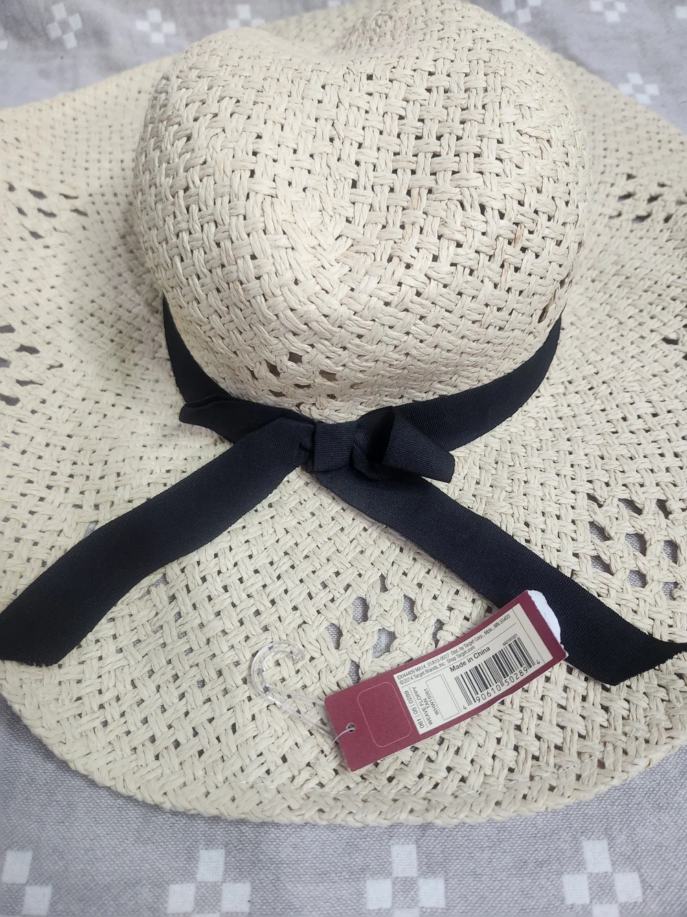 Merona wide-brim straw floppy sun hat weave floppy tan sun hat Nwt